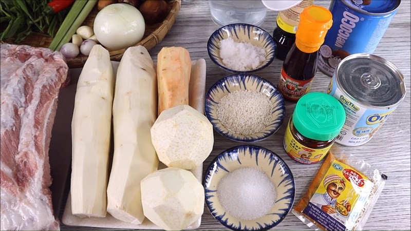 Nguyên liệu món ăn cà ri sườn heo