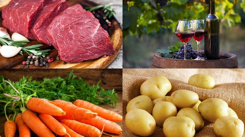 Nguyên liệu món ăn bò sốt vang khoai tây cà rốt